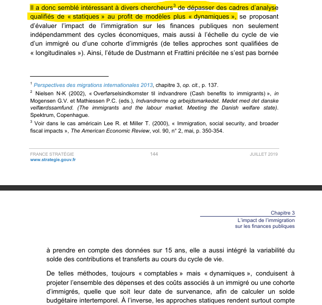 Extrait de France Stratégie sur les approches statiques et dynamiques