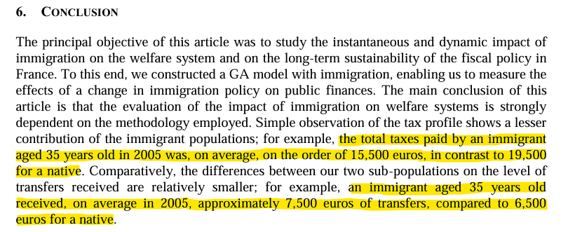 Extrait de la conclusion du CEPII 2012 comparant taxes et transferts à 35 ans