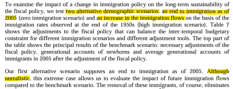 Extrait du CEPII définissant les scénarios migratoires alternatifs