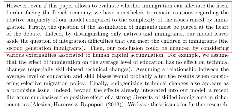 Extrait d’EconomiX sur les limites du modèle et les descendants d’immigrés